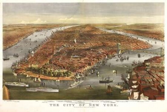 1870 NYC Map Poster Print by N. Harbick - Item # VARPDXHRB334