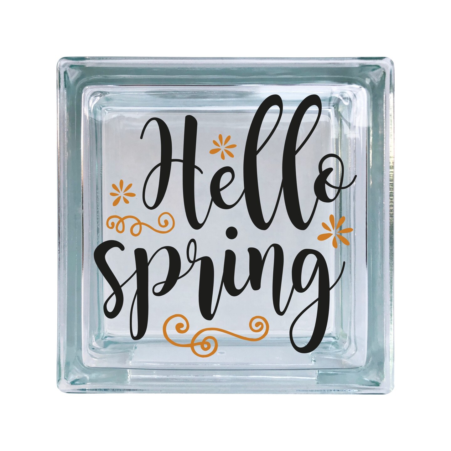 Hello Spring Vinyl Decal For Glass Blocks, Car, Computer, Wreath, Tile