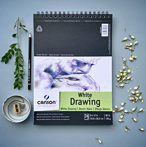 Canson Artist Series Drawing Paper, Wirebound Pad, 9x12 inches, 24 Sheets  (80lb/130g) - Artist Paper for Adults and Students - Charcoal, Colored