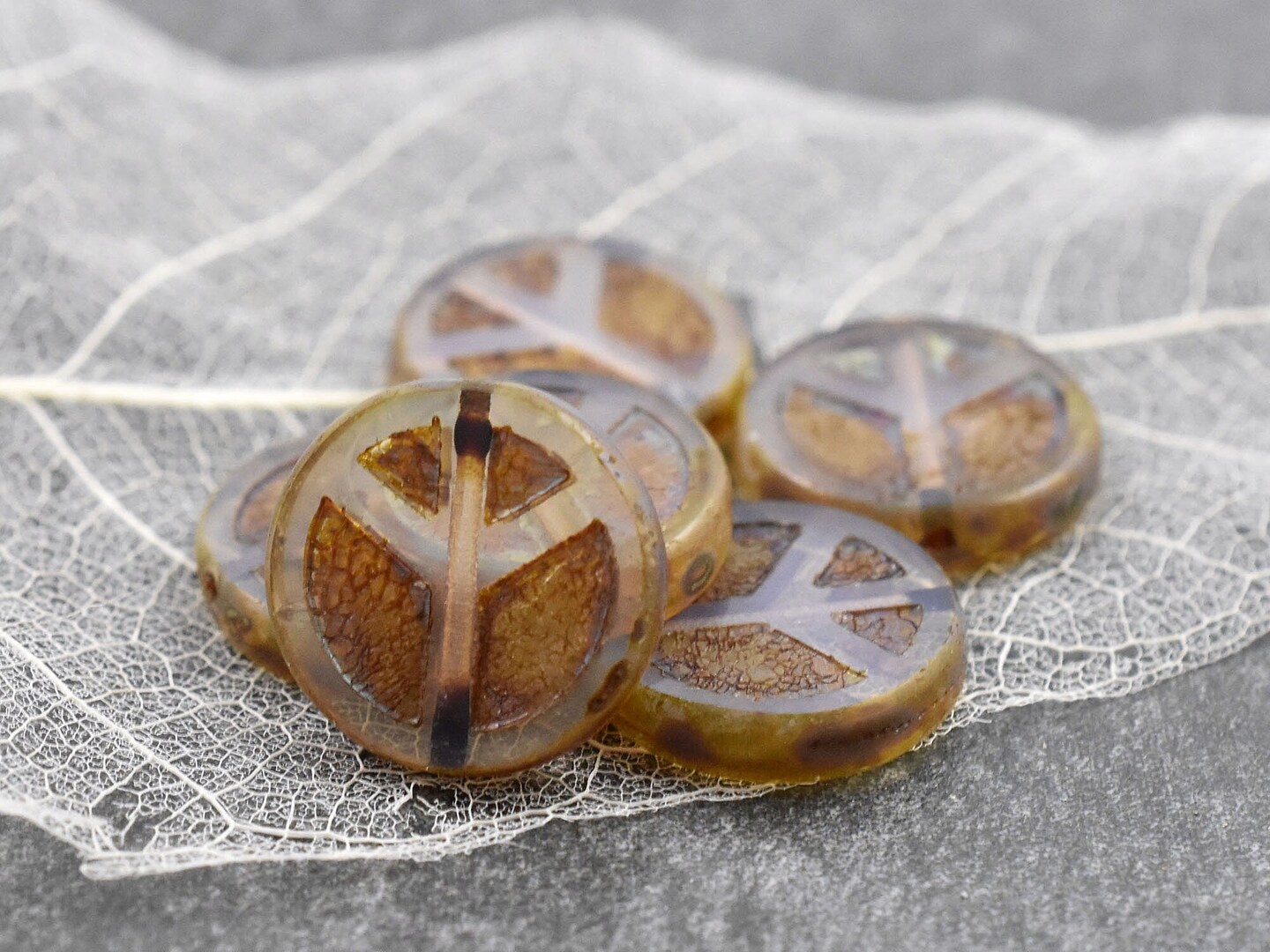 *15* 16x12mm Gold Washed Pale Thistle AB Top Drilled Dogwood Leaf Beads Czech Glass Beads by GR8BEADS - The Bead Obsession