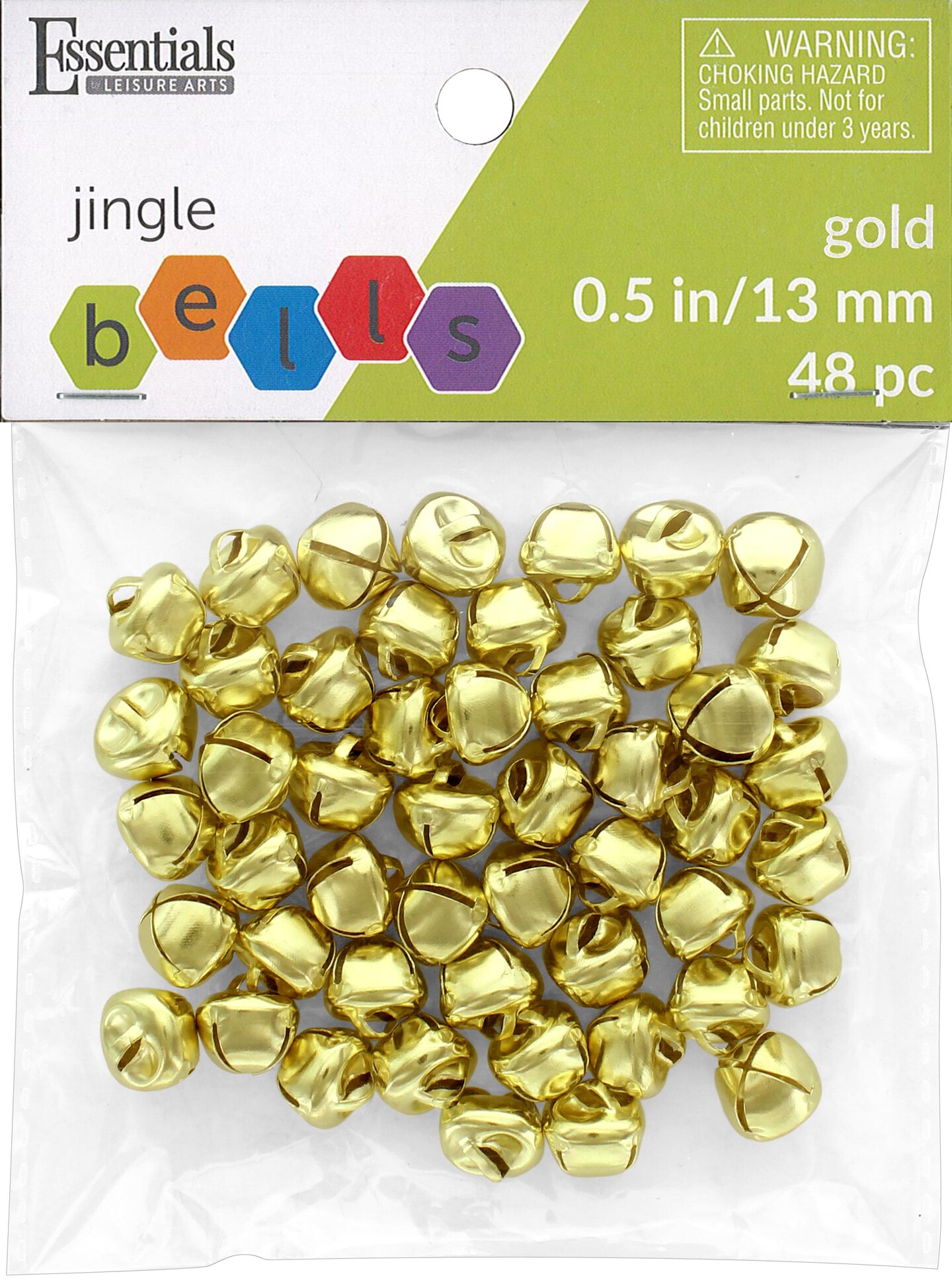 Essentials By Leisure Arts Arts Jingle Bells 13mm Gold 48pc