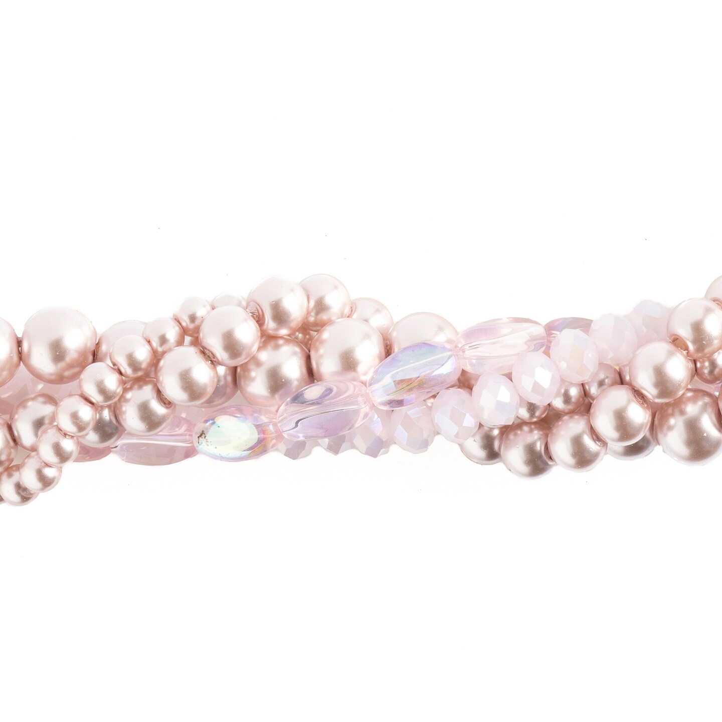 Crystal Lane DIY Peony Twisted Glass &#x26; Pearls Beads, 5 Strands