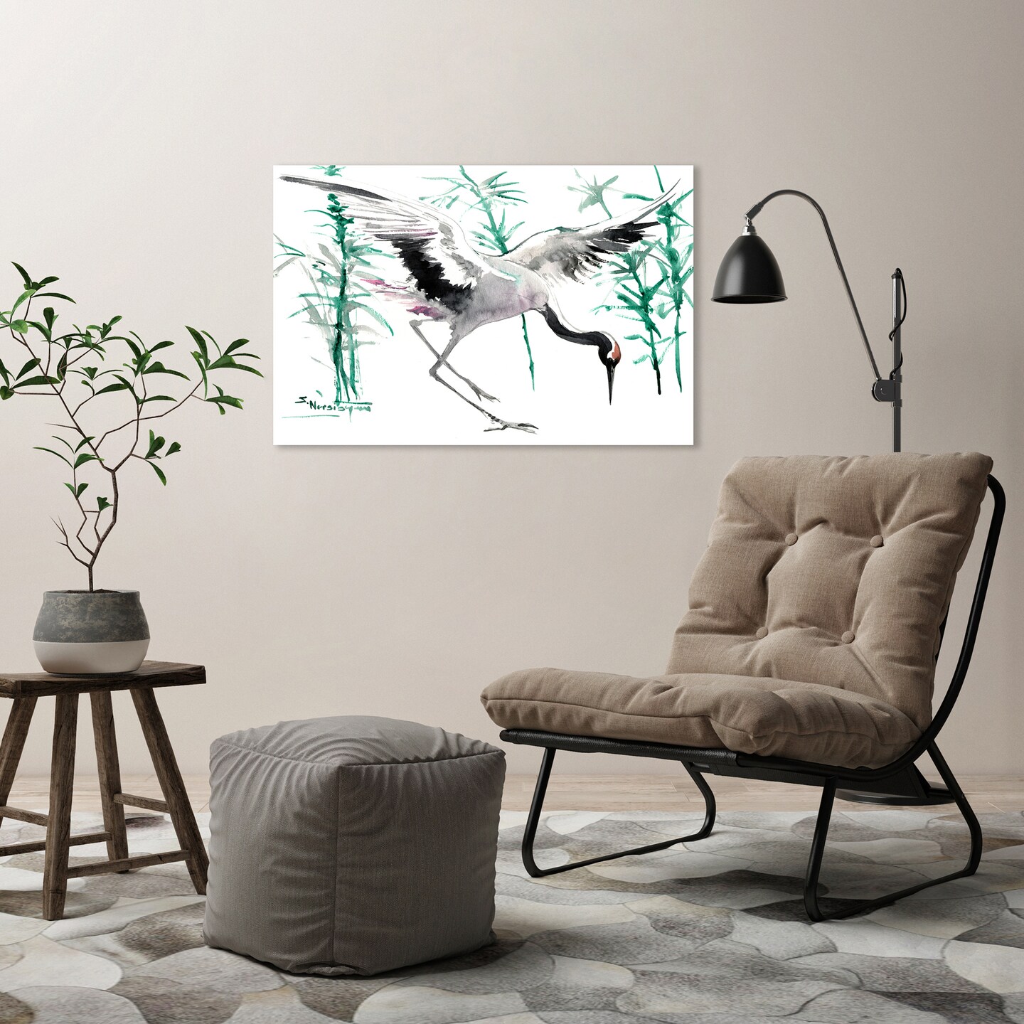 Japanese Crane  by Suren Nersisyan  Gallery Wrapped Canvas - Americanflat