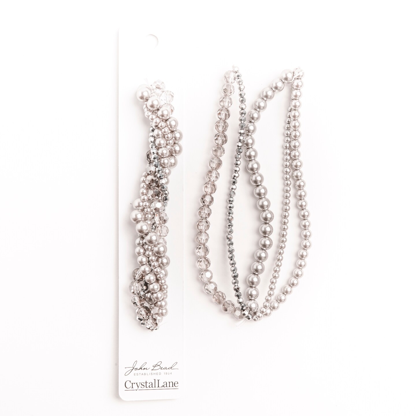 Crystal Lane DIY Silver Brunia Twisted Glass &#x26; Pearls Beads, 5 Strands