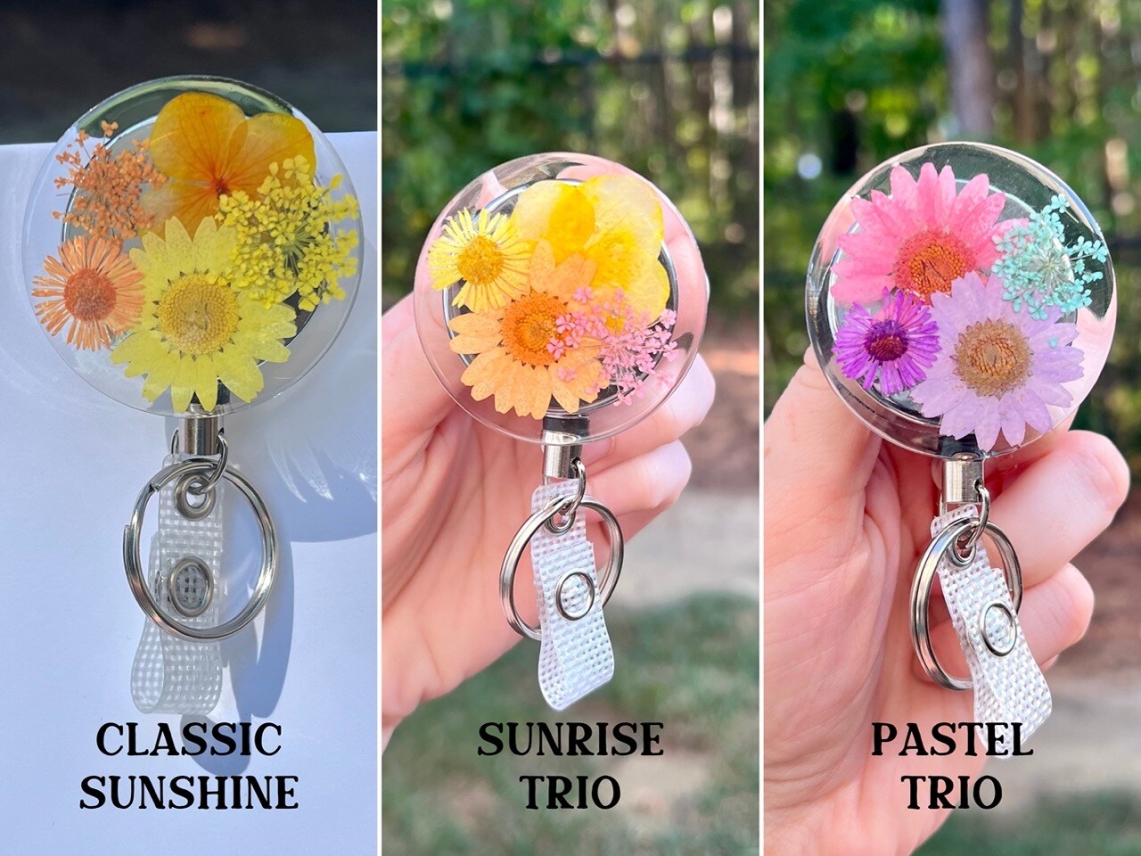 Customized Real Flower HEAVY DUTY Resin Badge Reel for Nurses and