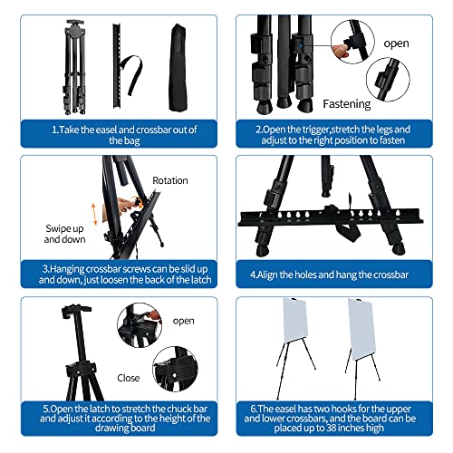 Artist Easel Stand, Adjustable Easel for Painting Canvases Height from 17 to 66 Inch,Carry Bag for Table-Top/Floor Drawing and Didplaying