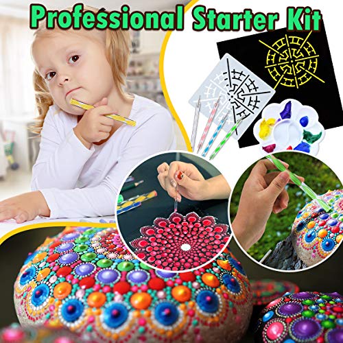 Mandala Dotting Tools Painting Kit - Rock Dot Paint Stencils Tool Set Art Craft Supplies Kits Tray Brush Zipper Pen for Nail Stone Mandala Arts Drawing Home Decor Activity | Mothers Day Gift