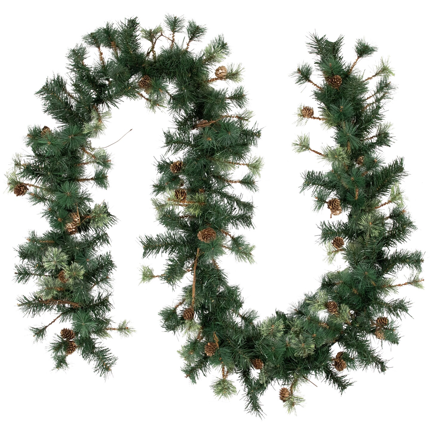 Northlight 9&#x27; x 12&#x22; Pre-Lit Country Mixed Pine Artificial Christmas Garland - Clear AlwaysLit Lights