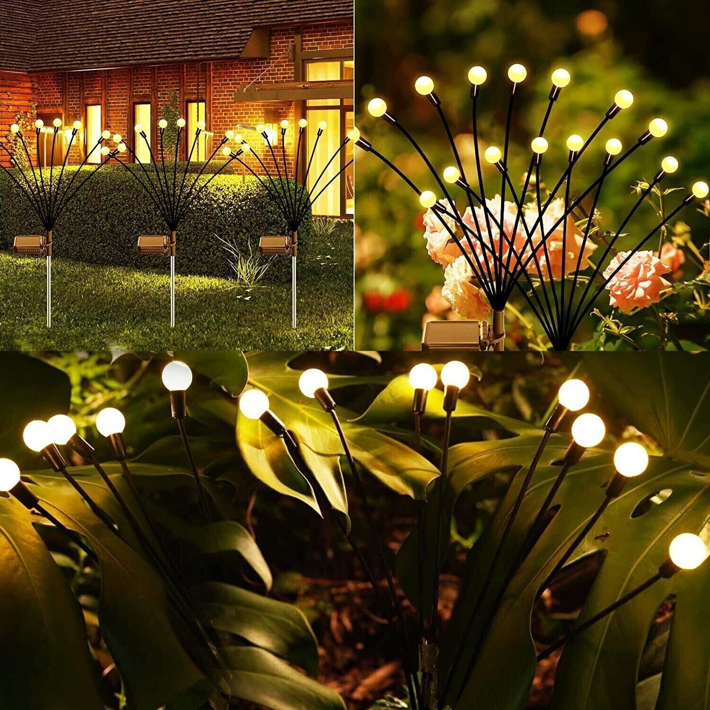Kitcheniva Waterproof 8 LED Solar Firefly Light 2 Pcs