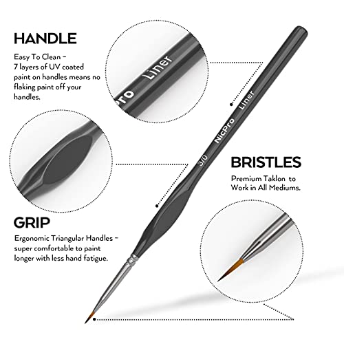 Micro Detail Paint Brush Set,15 PCS Black Small Professional Miniature Fine Detail Brushes for Watercolor Oil Acrylic, Craft Models Rock Painting &#x26; Paint by Number -Come with Holder Bag