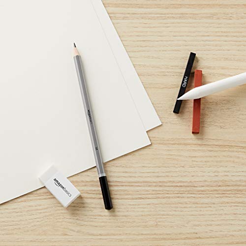 17 Piece Set, Sketch and Drawing Art Pencil Kit, Charcoal, Black, White