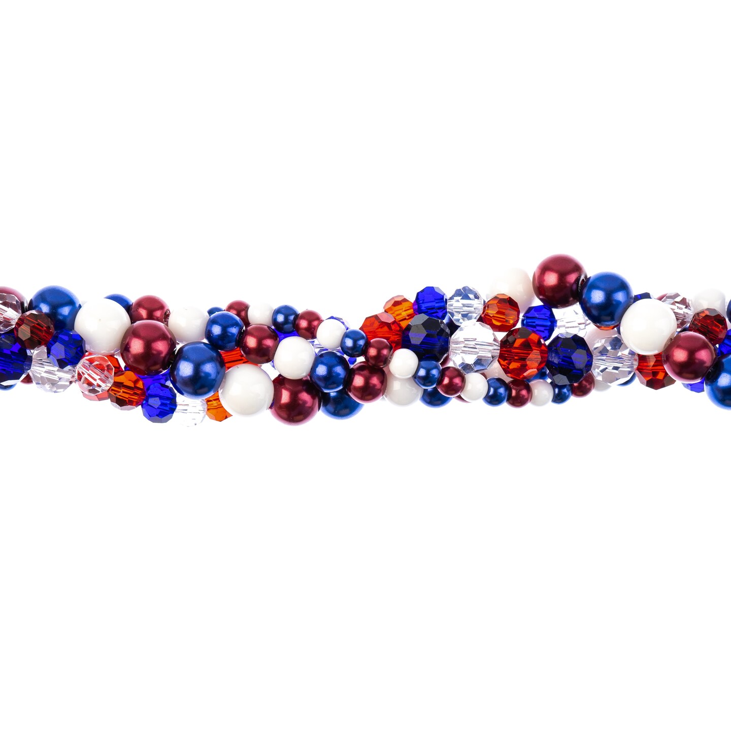 Crystal Lane DIY Red White Blue Twisted Glass & Pearls Beads, 5 Strands