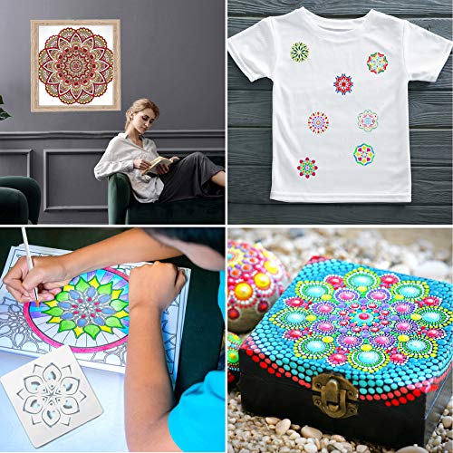 58 PCS  Mandala Dotting Tools, Augshy Dot Painting Tools Set Rock Painting Supplies with a Blue Zipper Waterproof Storage Bag for Painting Rocks