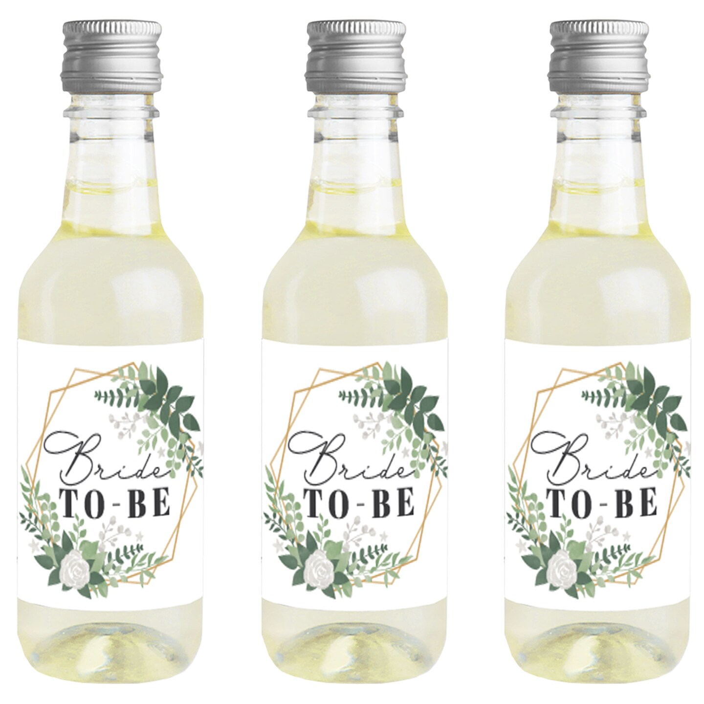 Big Dot of Happiness Boho Botanical Bride - Mini Wine &#x26; Champagne Bottle Label Stickers - Greenery Bridal Shower &#x26; Wedding Party Favor Gift for 16 Ct