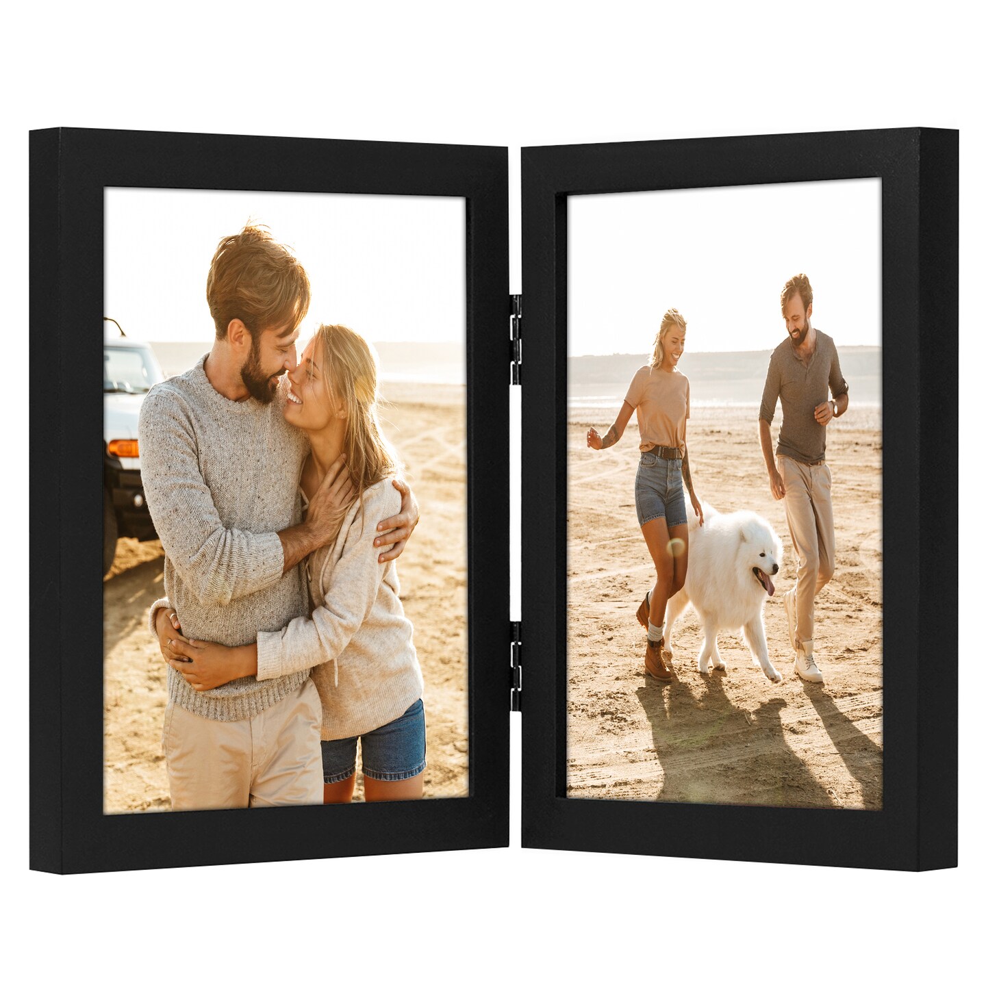 Americanflat Tri-Folding Picture Frame - Displays Two Photos at Once ...