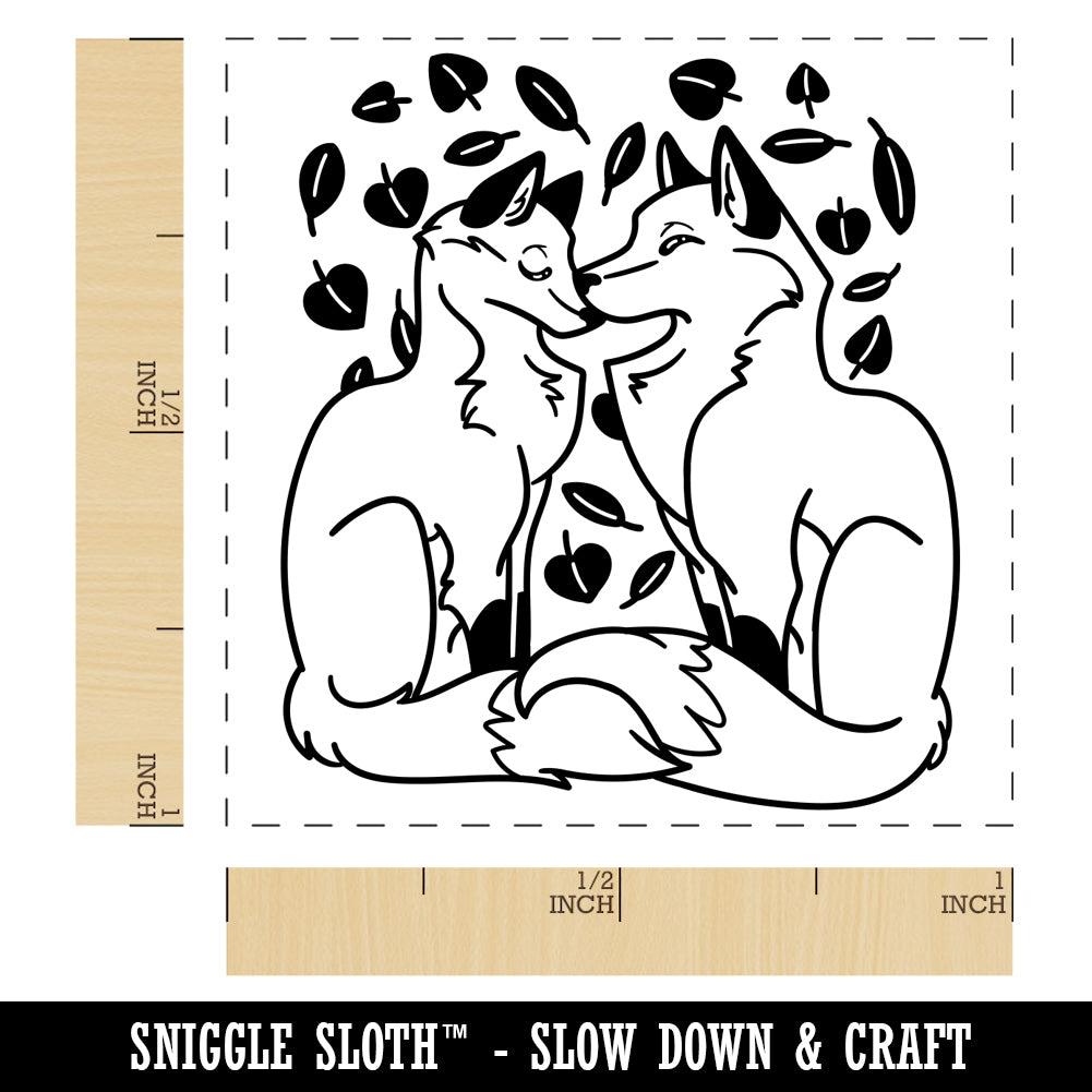 Foxes in Love Couple Anniversary Valentine&#x27;s Day Self-Inking Rubber Stamp Ink Stamper