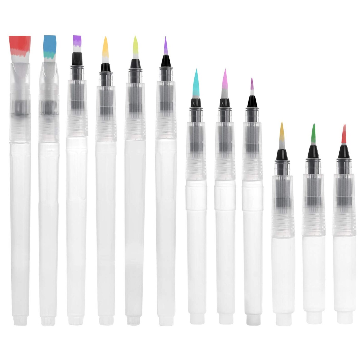 12 Pieces Water Color Brush Pen Set, Watercolor Paint Pens, Water Color Water-Base Markers, Water Soluble Colored Pencil Ideal for All Water Soluble Pigment and Watercolor Media