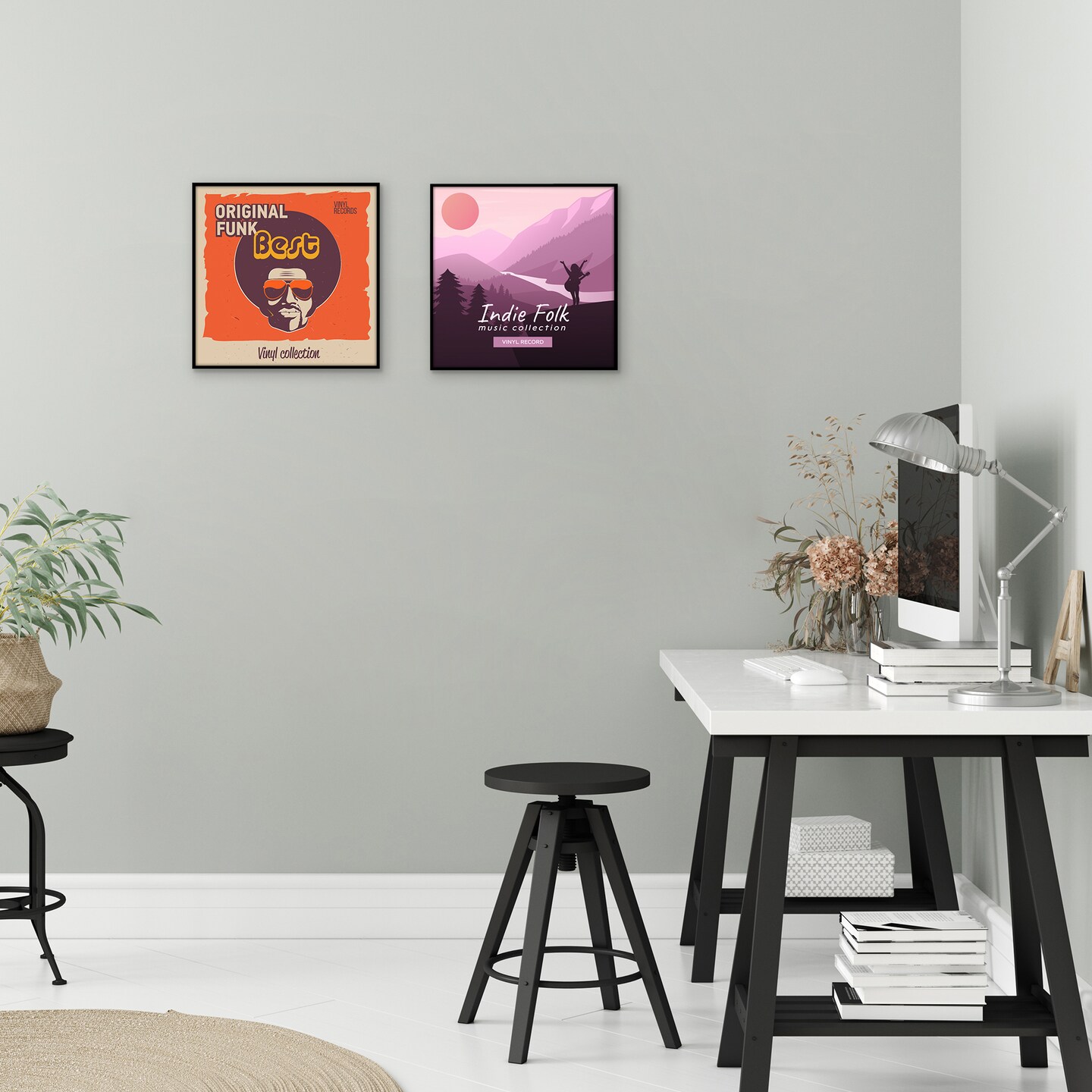 Americanflat 12.5 x 12.5 Album Cover Frame - Set of 2 - Vinyl Record Frame for Wall Display - Protect Your Favorite Album Covers - Plexiglass Cover - Hanging Hardware - Black