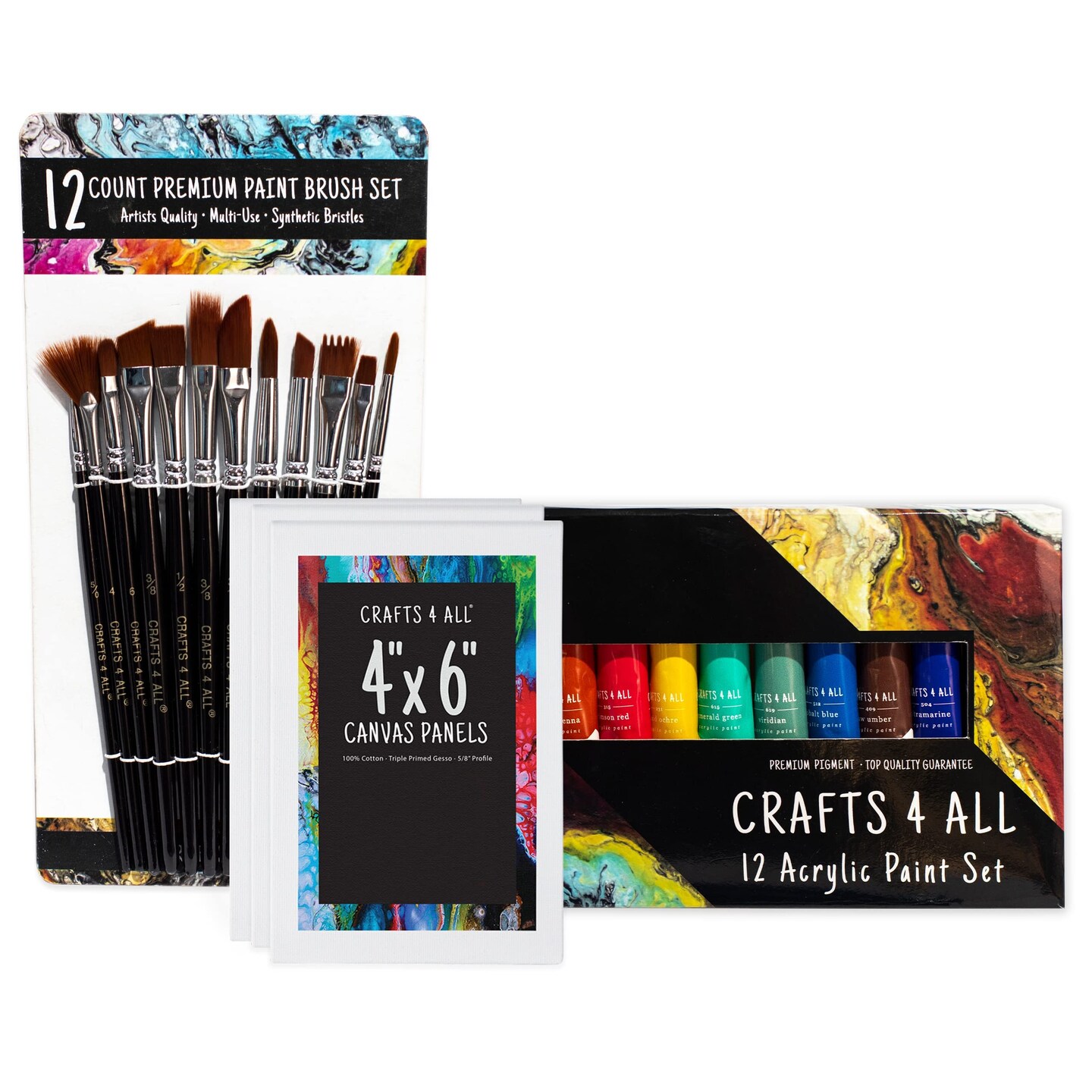 Acrylic Paint Set for Adults and Kids 12 Pack of 12mL Paints with 12