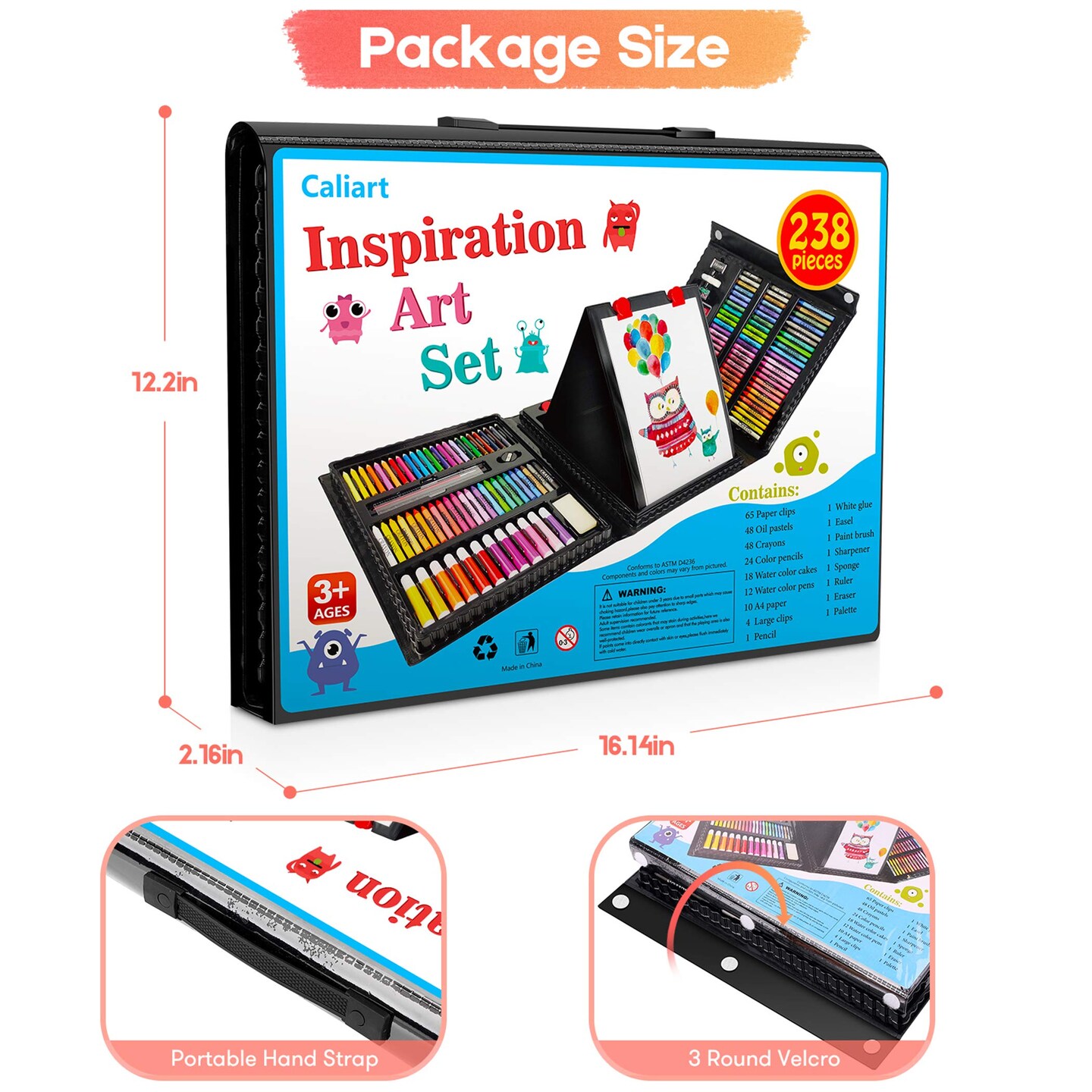 Caliart Premium Art Set - Includes Colored Pencils, Crayons, Pastels, Markers, Watercolor Cakes, and More for Kids and Teens