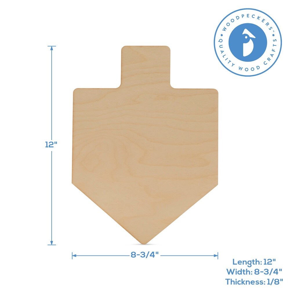Wooden Dreidel Cutout 12&#x22;, for Hanukkah D&#xE9;cor and Crafts | Woodpeckers