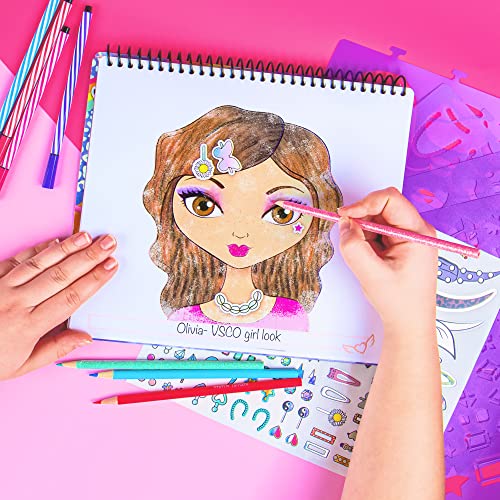 Make-up & Hair Design Sketch Portfolio (11452) Sketchbook for Beginners, Sketchbook with Stencils and Stickers for Ages 6 and Up