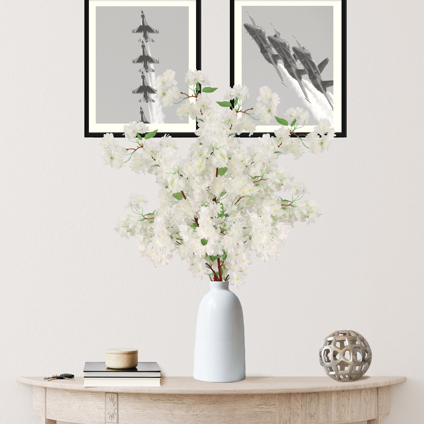 6-Pack: White Cherry Blossom Stem with Silk Flowers by Floral Home&#xAE;