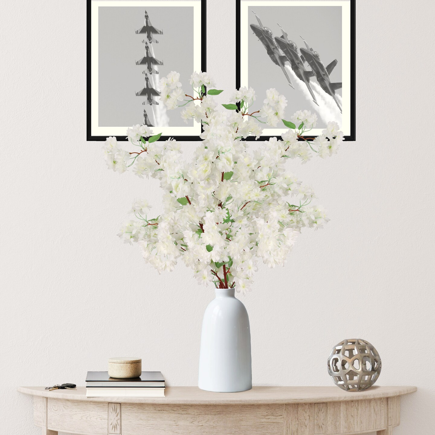 6-Pack: White Cherry Blossom Stems - Realistic Silk Flowers with Lush Blooms, Perfect for Floral Arrangements, Wedding Decor, Bouquets &#x26; Home Accents, Floral Home by Artificial Flowers