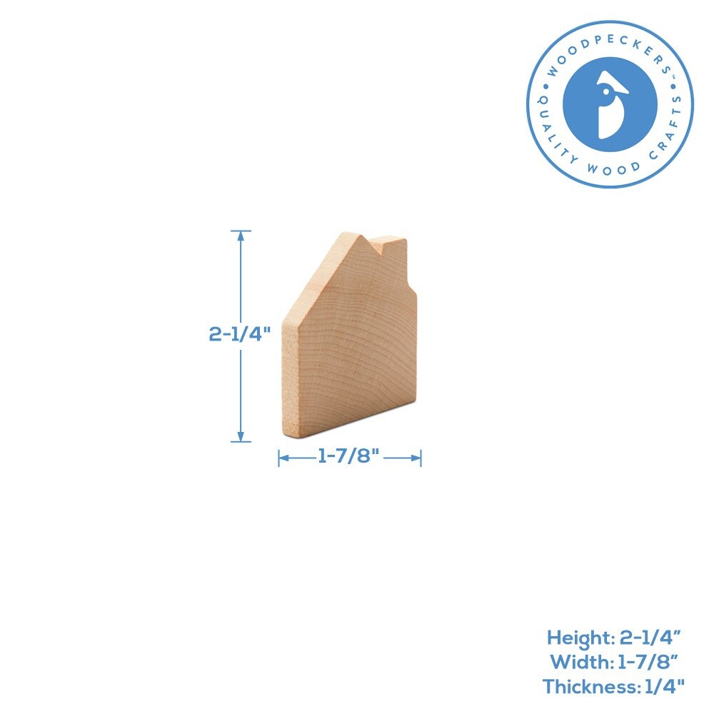 Small House Wood Shape 2-1/4 inch, Embellishments for Crafts | Woodpeckers