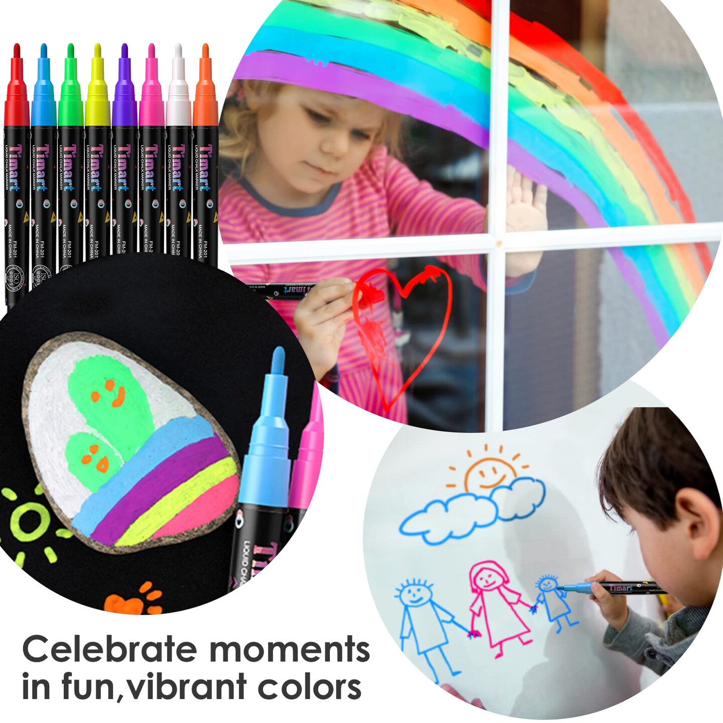 8 Pack Extra Fine Tip Chalk Markers (1mm Point), Liquid Chalk Pens - Dry Erase Marker Pens for Blackboard, Chalkboards, Windows, Glass, Bistro, Cars, Signs, Chalkboard Labels Included