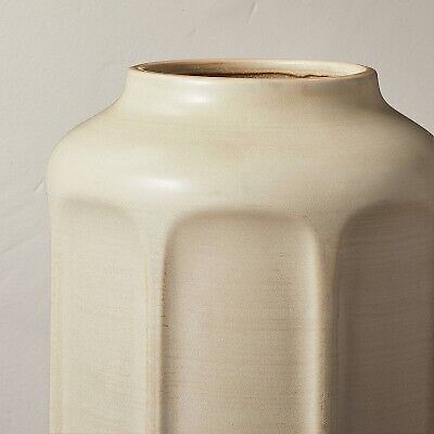 16&#x22; Faceted Ceramic Vase Taupe