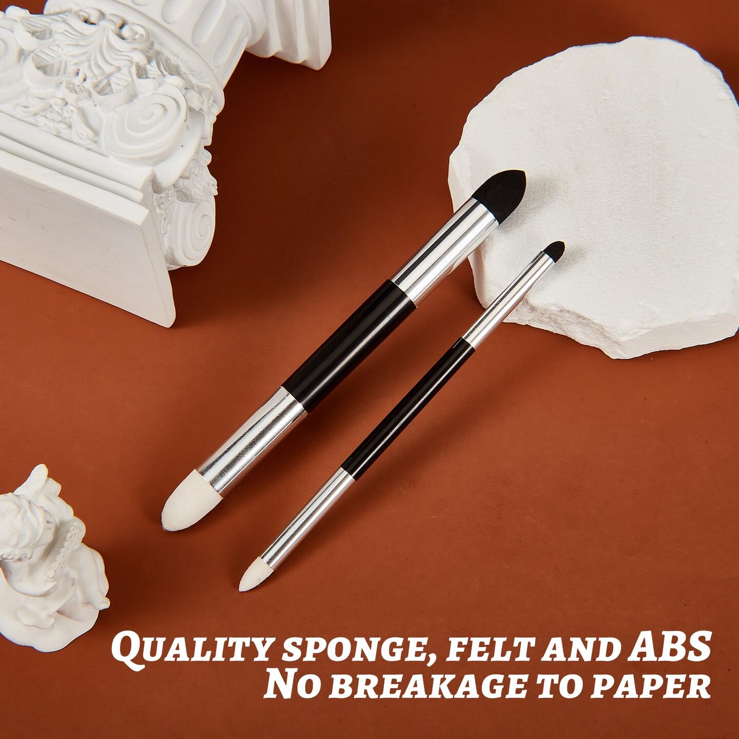 Kosiz 6 Pcs Blending Sponge Pen Double Headed Washable Rubbing Sponge Brush Sketch Wipe Reusable Blending Stump Drawing Art Blenders for School Student Artist Highlight Shadow Detail Correcting Tool