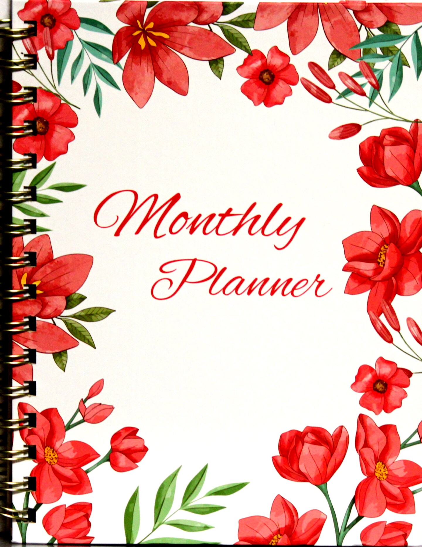 ALLTREE Floral Undated Hard Cover Spiral Bound Monthly Planner