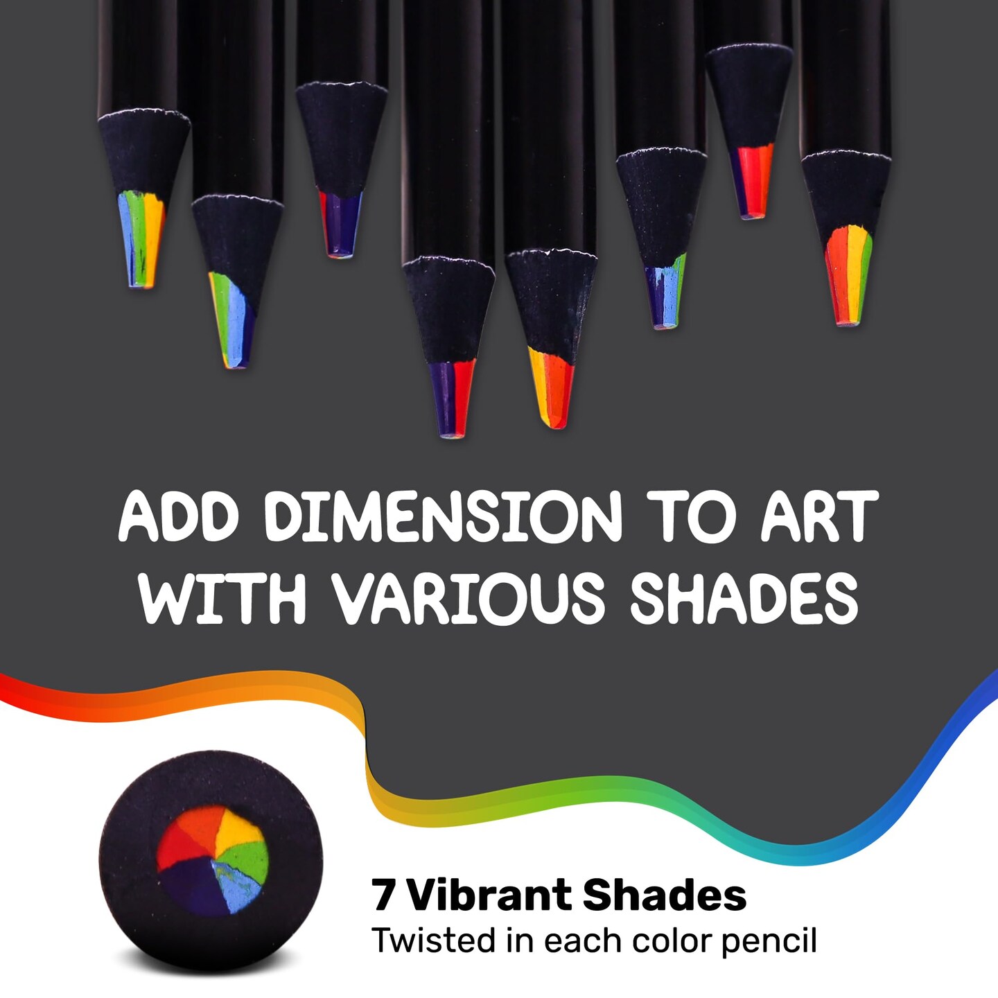 8 Pieces 7 in 1 Rainbow Colored Pencils, Jumbo Color Pencils for Kids &#x26; Adults, Multicolored Pencils, Drawing Pencils for Sketching &#x26; Coloring, Rainbow Pencils - Kids &#x26; Adults, Art Supplies, 8 Pack + Sharpener