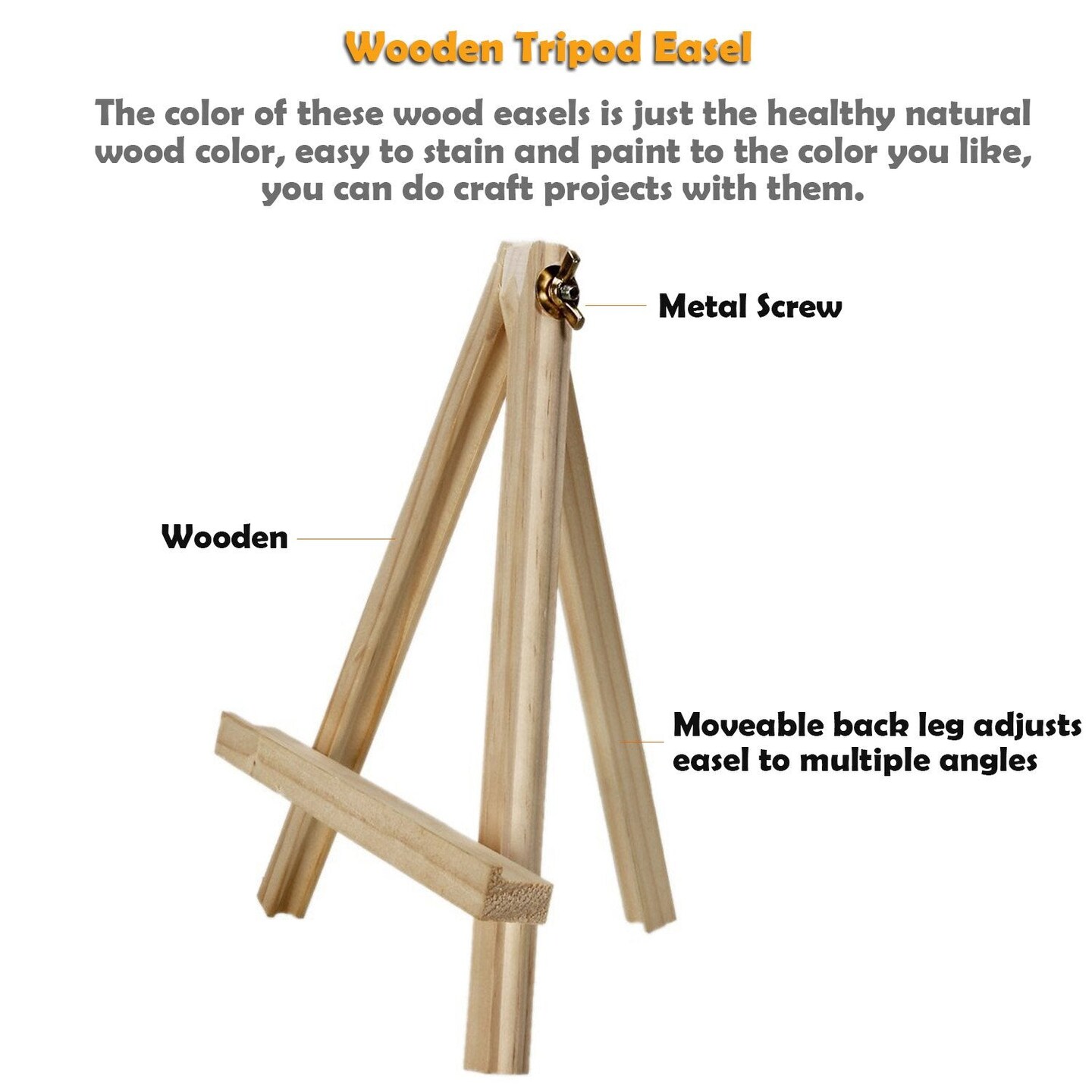 Portable 9&#x22; Wood Tripod Tabletop Display Easel for Artist Painting, Sketching, Displaying Photos, Decorative Plates and More
