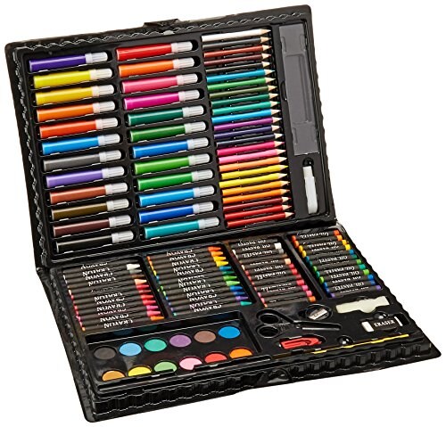 Darice 120-Piece Deluxe Art Set &#x2013; Art Supplies for Drawing, Painting and More in a Plastic Case - Makes a Great Gift for Children and Adults