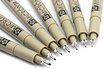 pen 005 Black ink marker felt tip pen, Archival pigment ink, fine point for artist drawing pens - 8 pen set