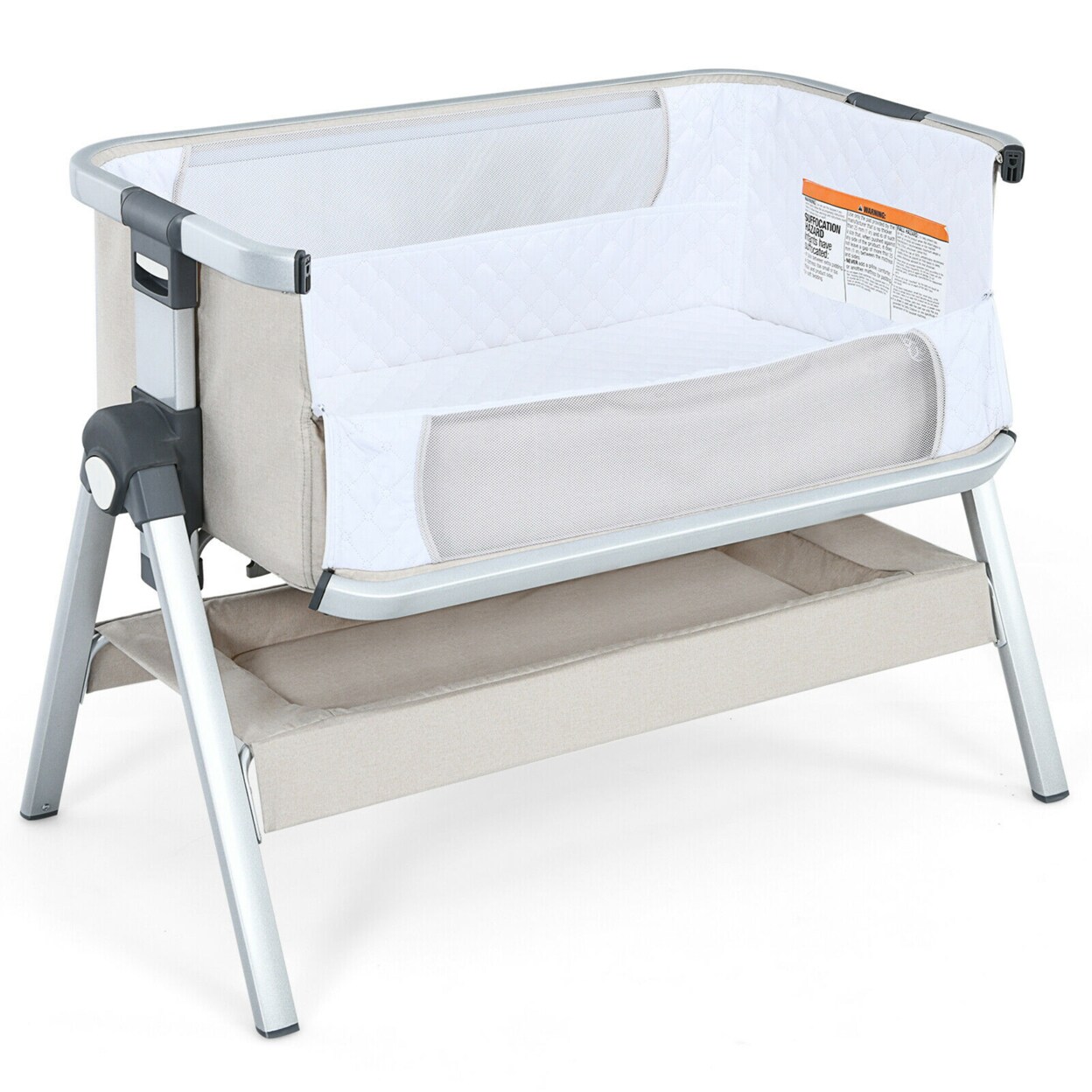 Gymax Baby Bassinet Bedside Sleeper w/Storage Basket and Wheel for Newborn
