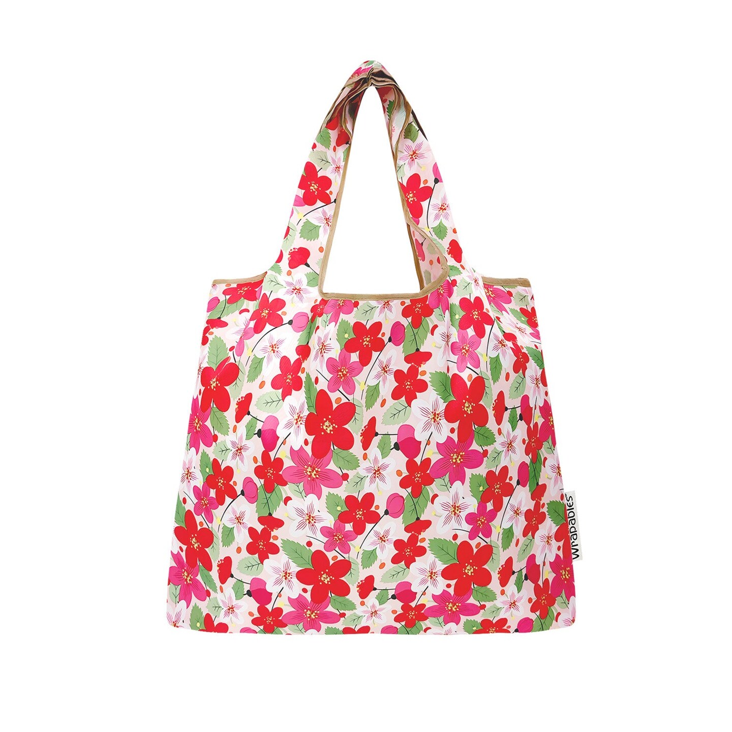 Wrapables Medium Foldable Tote Nylon Reusable Grocery Bag (Set of 2), Sakura