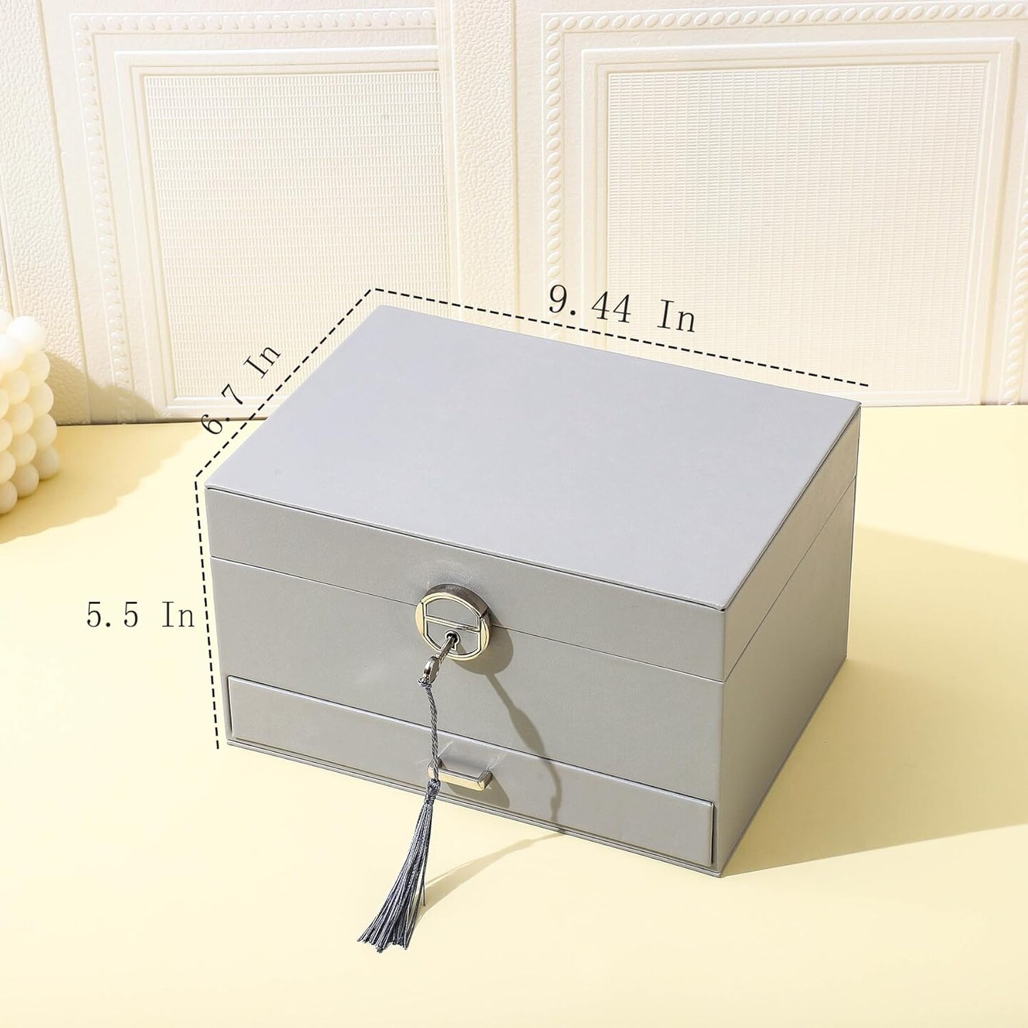 5-Layer Earring Jewelry Box with Lock &#x2013; Stud, Necklace, Ring Organizer for Women and Girls