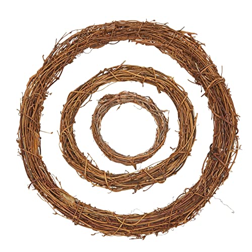 Set of 3 Grapevine Wreath Forms for DIY Crafts, Plain Twig Branches for Christmas, Holidays, Wedding, Party, and Fall Home Decor (11.5, 7, and 4.5 in)