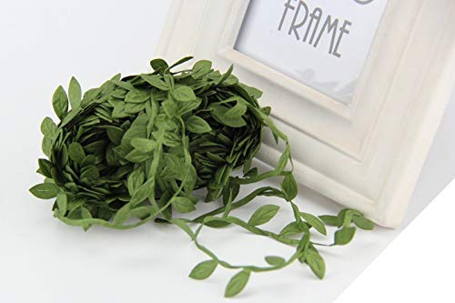 Killer's Instinct Outdoors Leaf Ribbon 20 Yard Fabric Ribbons Roll Green Leaf Ribbon 1" Width Artificial Olive Leaf Trim Ribbon or Gift Wrapping Craft DIY