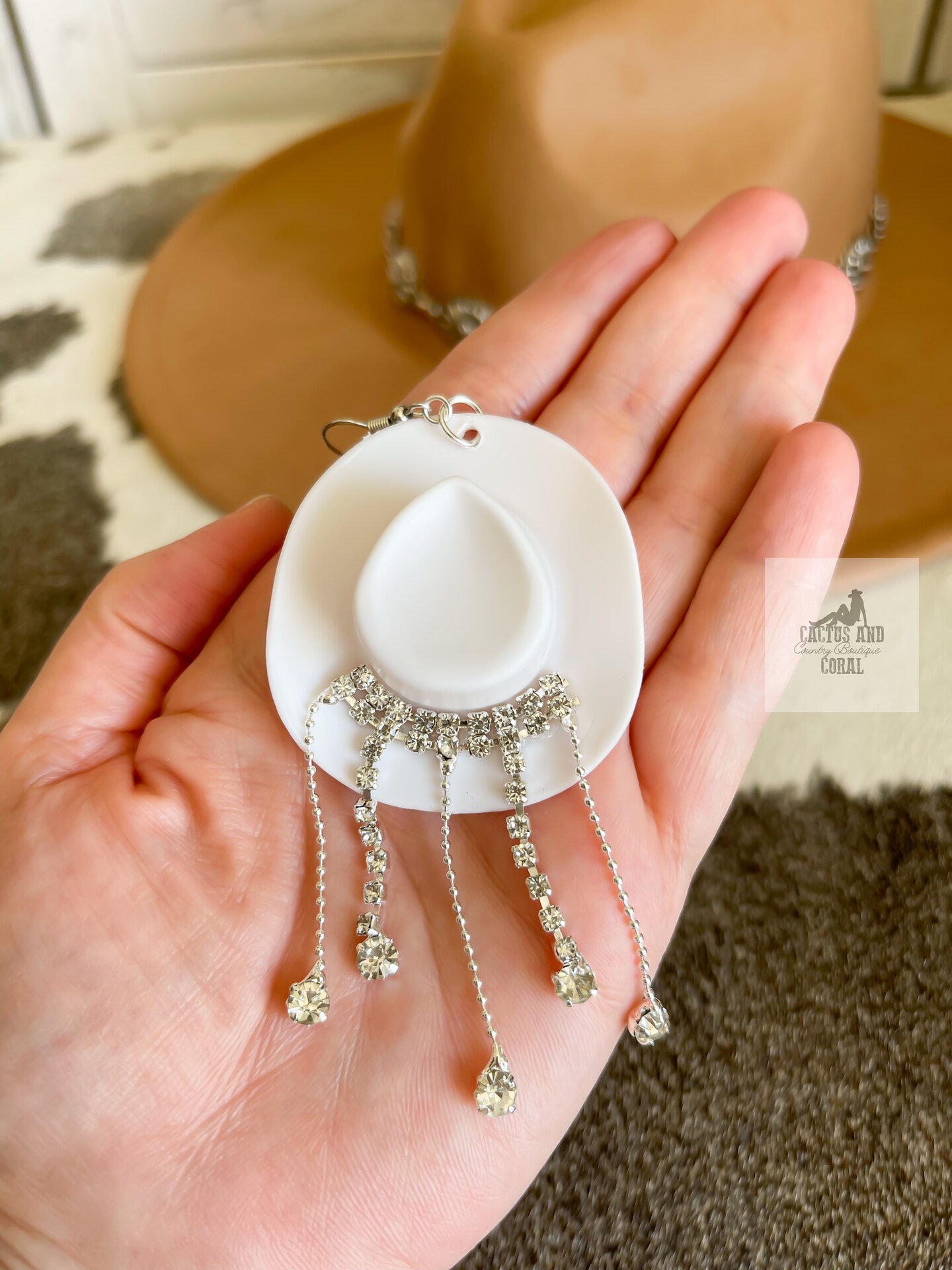 Rhinestone Cowgirl Hat Earrings, Western Jewelry, Western Earrings, Cowboy Hat Earrings, Dangle Drop Earrings, Cute Black Earrings | MakerPlace by Michaels