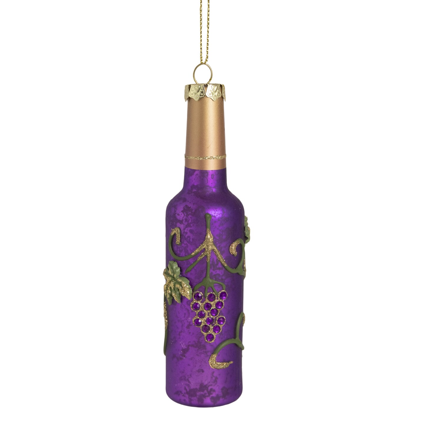 Northlight 6" Purple and Gold Mercury Style Wine Bottle Glass Christmas Ornament