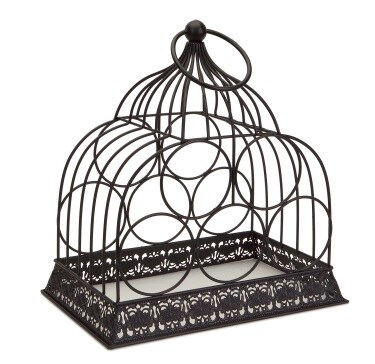 Melrose 15" Rustic Metal Birdcage 5-Bottle Decorative Wine Rack Holder