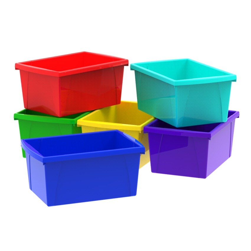 5.5 Gallon (21L) Classroom Storage Bin, Assorted Colors (Case of 6)