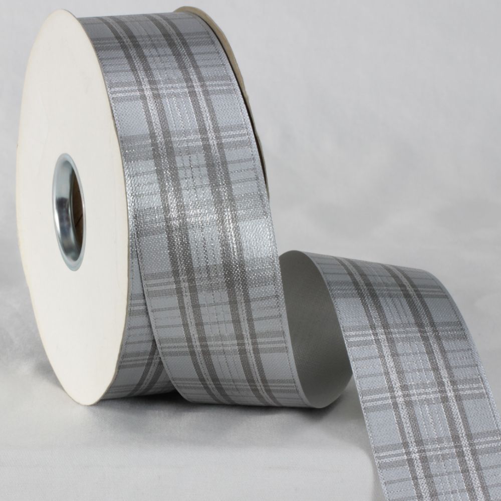 The Ribbon People Gray and Black Plaid Ribbon 2&#x22; x 110 Yards