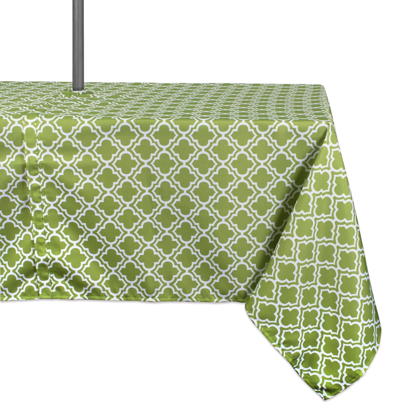 CC Home Furnishings Green and White Lattice Rectangular Tablecloth with Zipper 60&#x201D; x 84&#x201D;