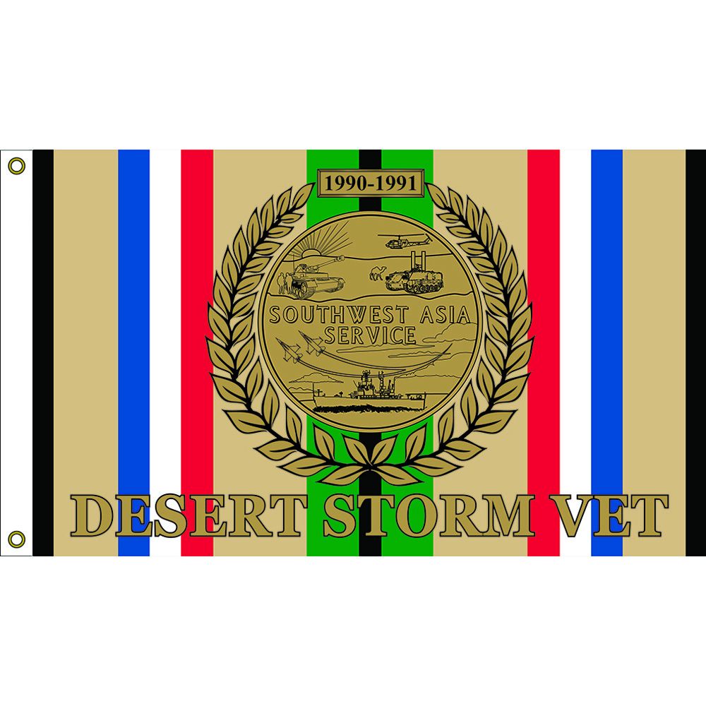 Desert Storm Southwest Asia Service 1990-1991 Flag with Grommets 3ft x 5ft