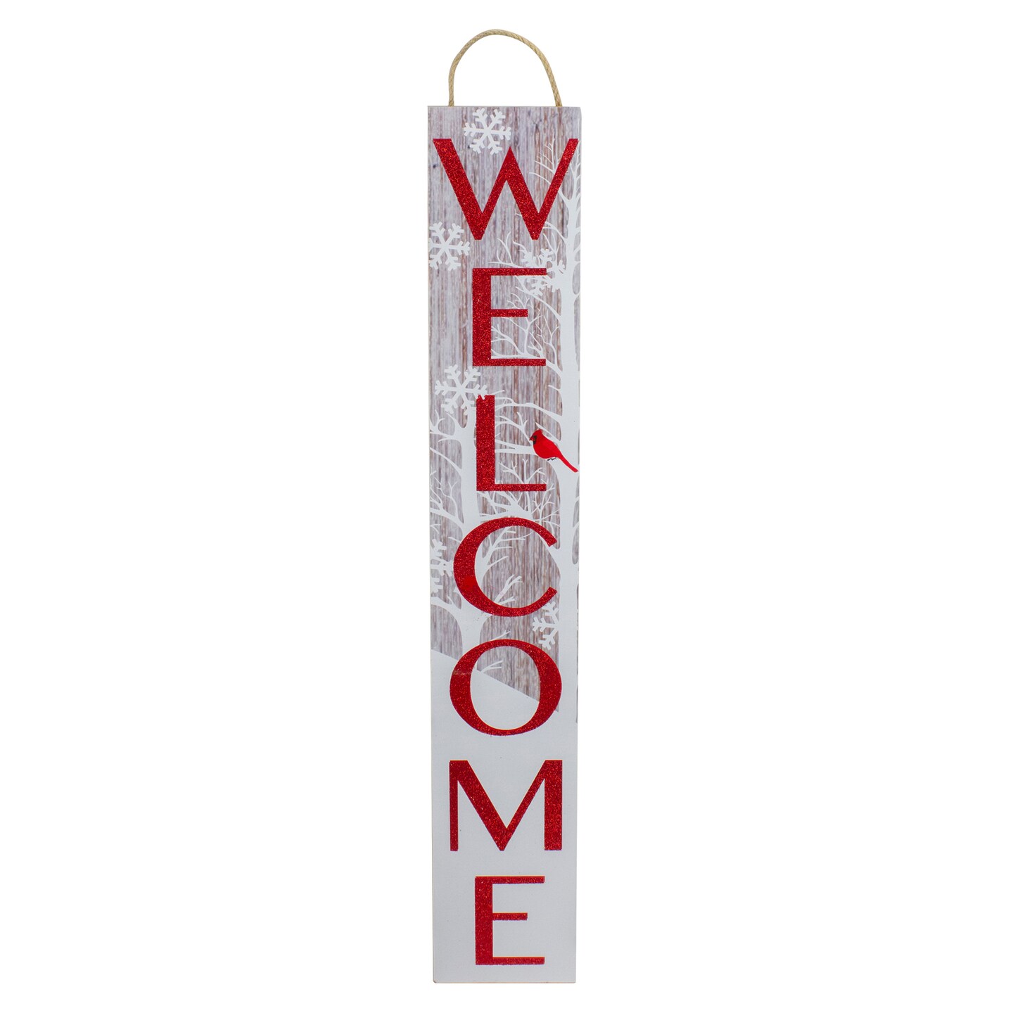 Northlight Red and White Cardinal &#x27;Welcome&#x27; Christmas Wall Decor